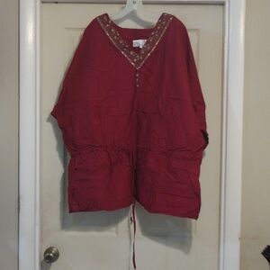 Main Street blues mulberry Bohemian style cotton tunic size 3x